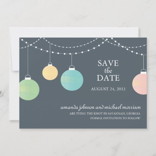 Papieren lantaarnbruiloft sparen de datum save the date (Voorkant)