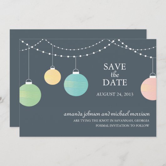 Papieren lantaarnbruiloft sparen de datum save the date (Voorkant / Achterkant)