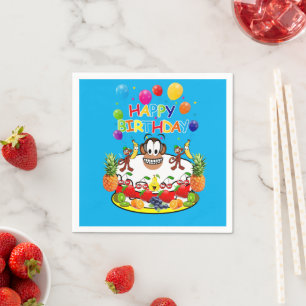 Papieren luiers, apen Happy Birthday Fruit Cake Servet