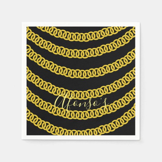 Papieren luiers, goudketting zwart servet (Voorkant)