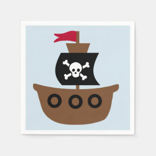 Papieren luiers met een piraatschip servetten