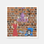 Papieren luiers, Retro Woman Cat Servet (Voorkant)