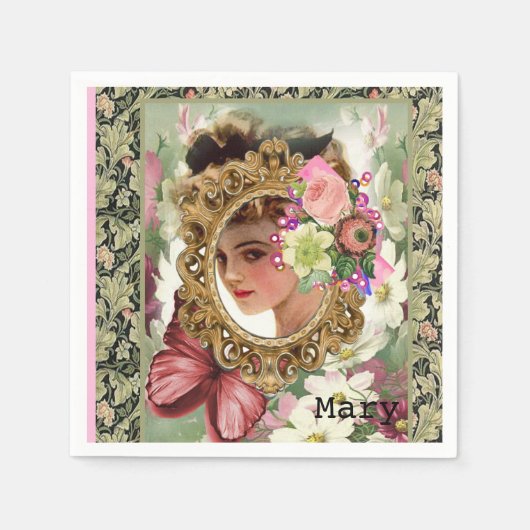 Papieren luiers, Victoriaans Floral Servet (Voorkant)