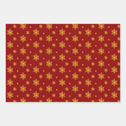 PAPIEREN MET Diep Rood en Goud Snowflake Inpakpapier Vel (Voorkant 3)