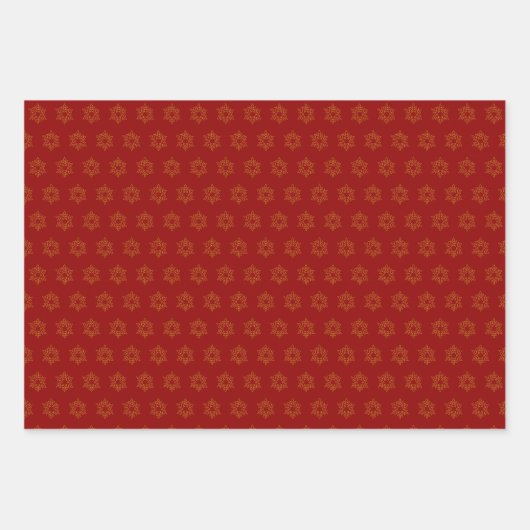 PAPIEREN MET Diep Rood en Goud Snowflake Inpakpapier Vel (Voorkant 2)