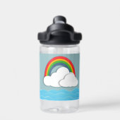 Papieren Oceaan met Regenboog en Wolken Aangepaste Waterfles (Achterkant)