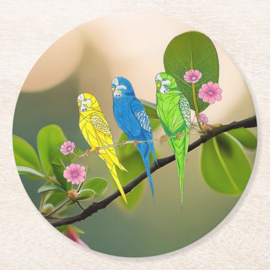 Papieren Onderzetter Budgies (Voorkant)