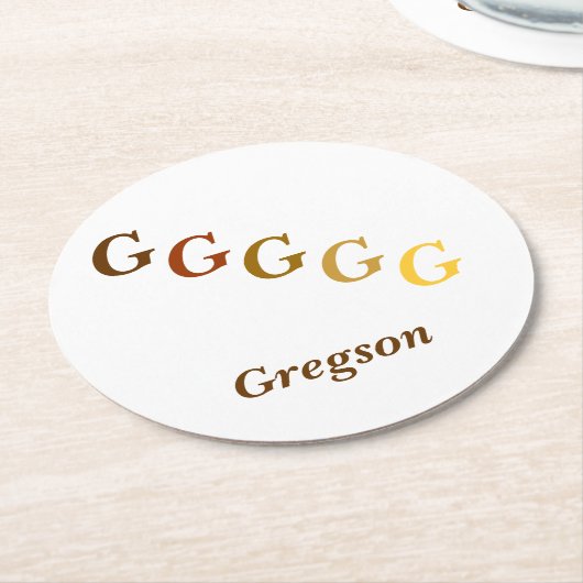 Papieren Onderzetter - Initialen en naam in browse (Gebogen)
