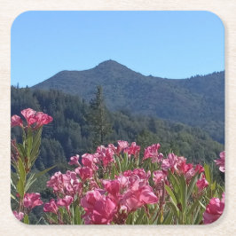 Papieren Onderzetters Mt Tamalpais met Roze Bloeme