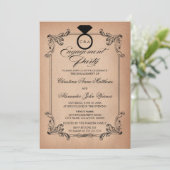 Papieren opvrager en Ornament Engagement Party Kaart (Staand voorkant)