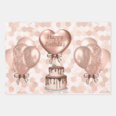 Papieren pakbladen met drie Roos gouden dag Inpakpapier Vel (Voorkant)