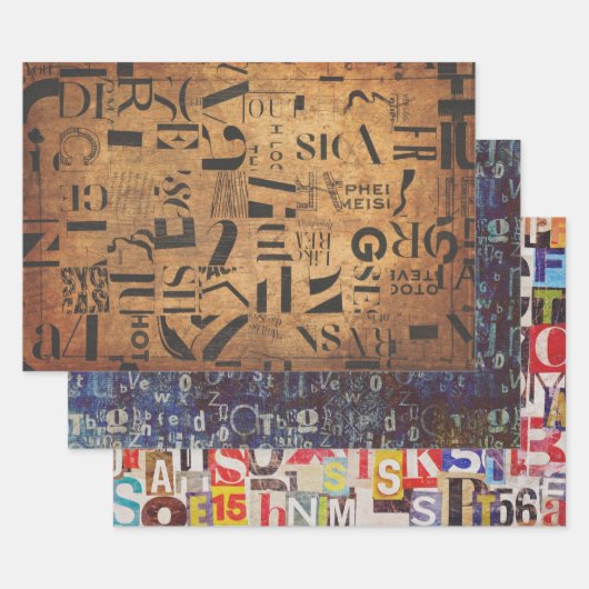 Papieren pakbladen voor ontkoppeling, collage enz. inpakpapier vel (Set)