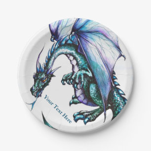 Papieren producten van turquoise blue Dragon Bordje