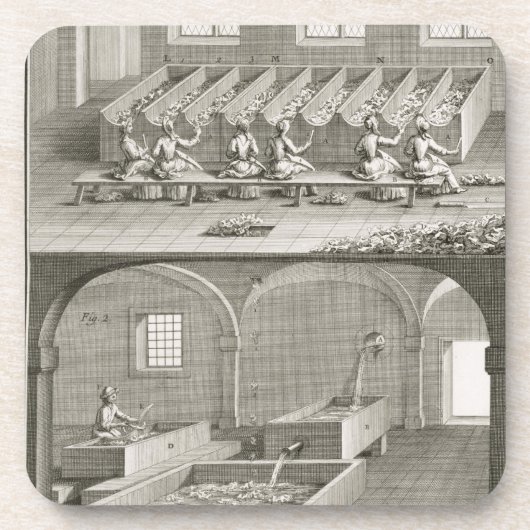 Papieren productie uit de "Encyclopedie des Scienc Bier Onderzetter (Voorkant)