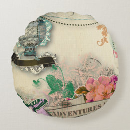 papieren schotel , frans land , vintage , worn , r rond kussen