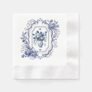 Papieren servet Delft Blauw Bloem Motief Tafeldeco