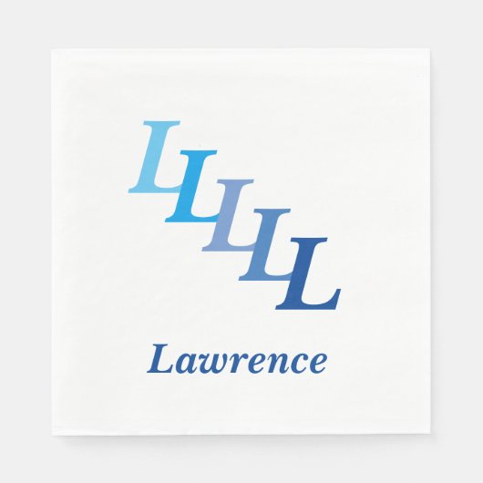 Papieren servet - Initialen met naam in blauw (Voorkant)