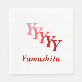 Papieren servet - Initialen met naam in rood