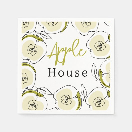 Papieren servet met appel getekend. (Voorkant)