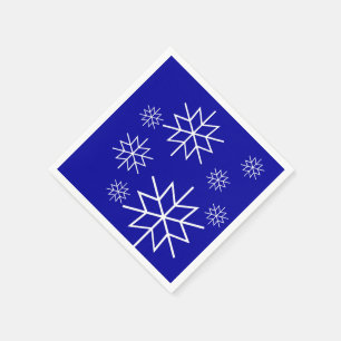 Papieren servet - Snowflakes - Wit op blauw