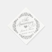 Papieren servetten 25e zilveren huwelijksjubileum (Hoek)