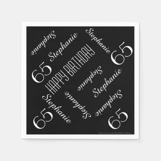 Papieren servetten, 65e verjaardagsfeest met herha servetten (Voorkant)