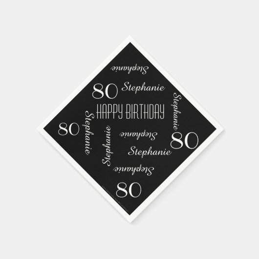 Papieren servetten, 80ste verjaardagsfeestje met h servetten (Hoek)