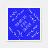 Papieren servetten, afstudeerfeest namen blauw wit servet (Voorkant)