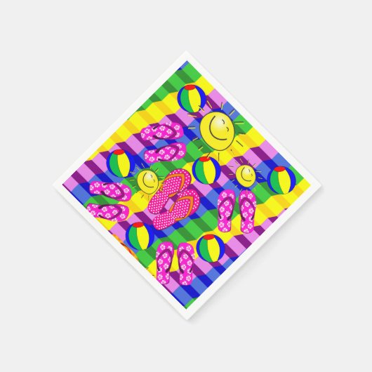 Papieren servetten, Beach Sun Teenslippers Servet (Hoek)