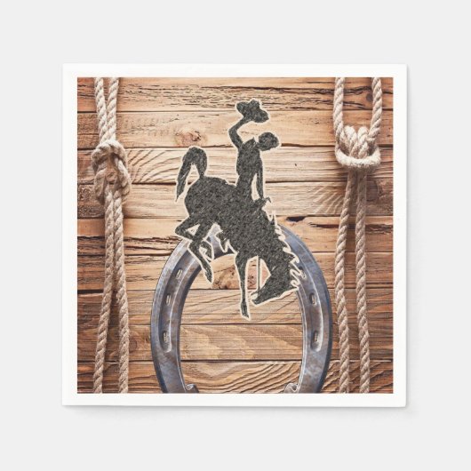 Papieren servetten, cowboy paard hout touw servet (Voorkant)