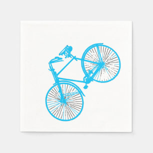 Papieren servetten fiets fiets wit blauw