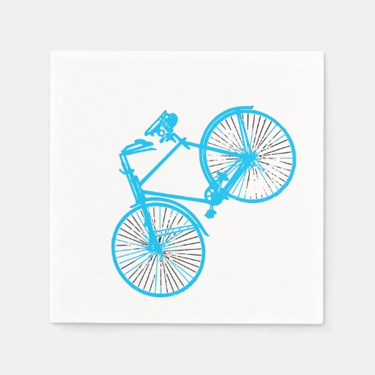 Papieren servetten fiets fiets wit blauw (Voorkant)