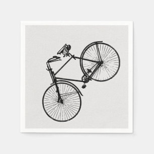 Papieren servetten fiets fiets wit zwart