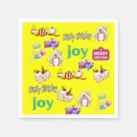 Papieren servetten, Gelukkige Verjaardag Vrolijk K Servet (Voorkant)