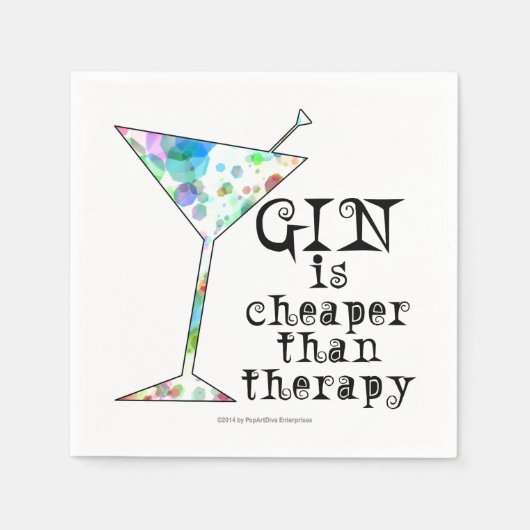 PAPIEREN SERVETTEN - GIN IS GOEDKOPER DAN THERAPIE (Voorkant)