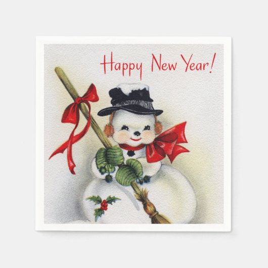 Papieren servetten Happy New Year's Eve Snowman (Voorkant)