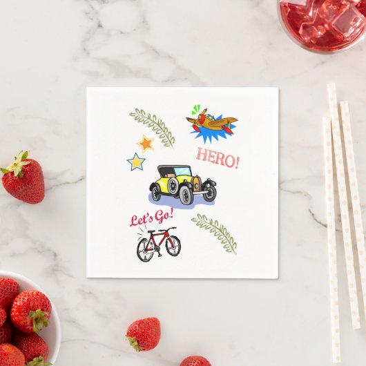 Papieren servetten, held fiets auto vliegtuig servet (Insitu)
