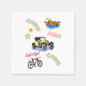 Papieren servetten, held fiets auto vliegtuig servet (Voorkant)