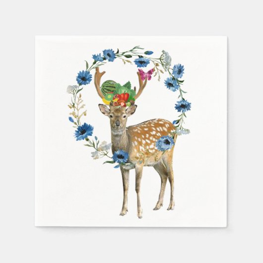 Papieren servetten, herten bloemenfruit servet (Voorkant)