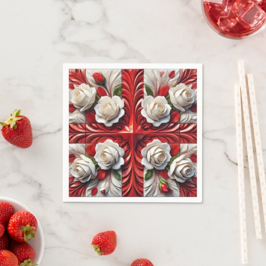 Papieren servetten met Engelse Rozen Design (Insitu)