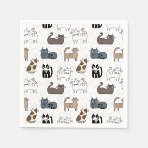 Papieren servetten met katten, feestje voor kitten