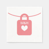 Papieren servetten met monogram love lock (Voorkant)
