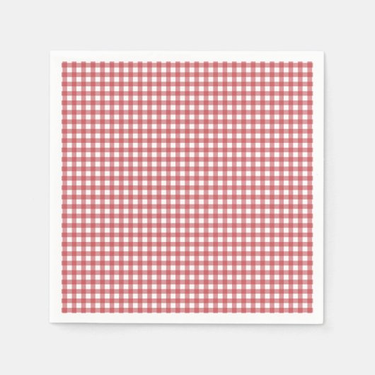 Papieren servetten met rode en witte Gingham chequ (Voorkant)