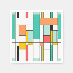 Papieren servetten moderne kunst - Mondriaan stijl