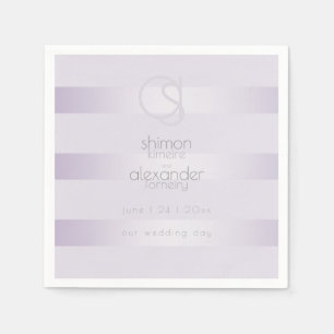 PAPIEREN SERVETTEN   Monogram Lila Shimmer Stripes