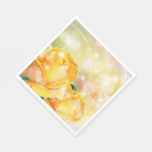 Papieren servetten voor lunch - Gele rozen servett (Hoek)