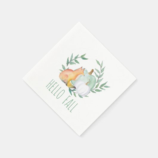 Papieren servetten voor Thanksgiving Fox & Pumpkin (Hoek)