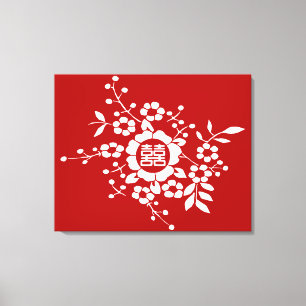 Papieren snijbloemen ・ Dubbel geluk Canvas Afdruk