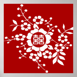 Papieren snijbloemen ・ Dubbel geluk Poster