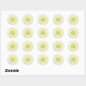 Papieren snijgeel zonnafdruk ronde sticker (Vel)